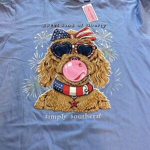 Simply Southern Blue Sweet Land of Liberty Patriotic Dog Tee Sz L